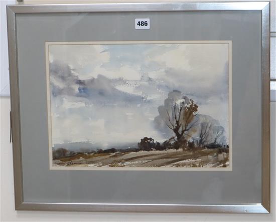 Edward Wesson, watercolour, Trees in a landscape, signed, 27 x 39cm